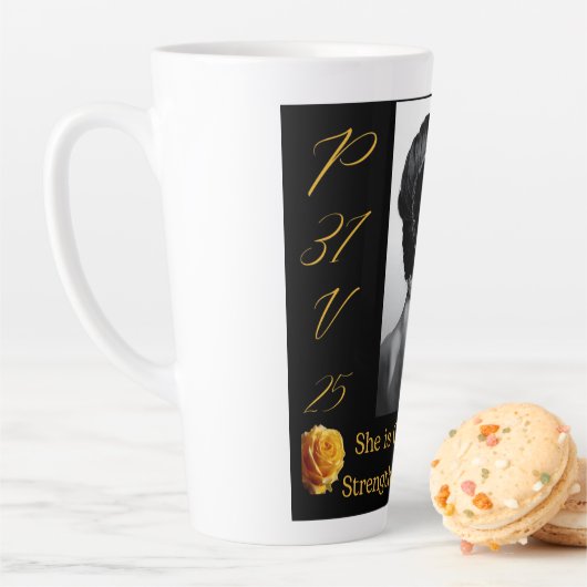 箴言31女性黒黄色の大きなラテマグ カフェラテマグ (インサイチュ)