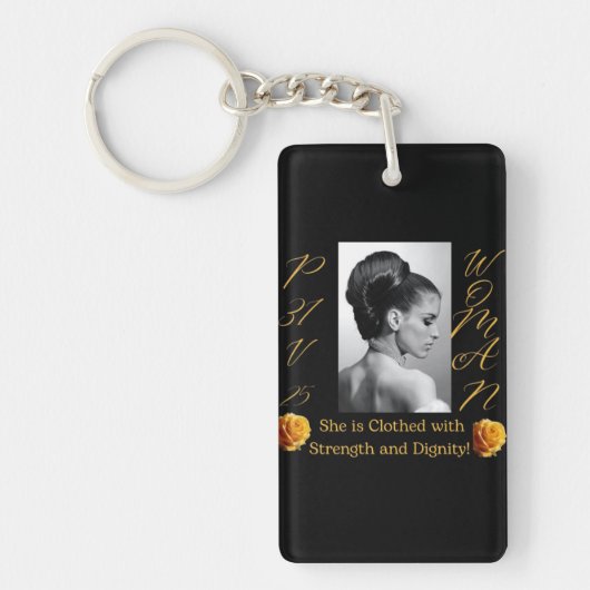 箴言31女性黒、黄、灰色のキーチェーン キーホルダー (正面)