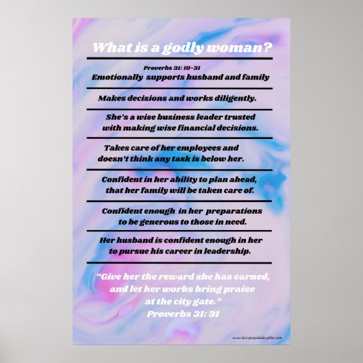 箴言31女、理想的なキリスト教女性聖書 ポスター (正面)