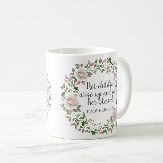 箴言31彼女の子供は彼女を呼賛美ぶ コーヒーマグカップ (正面右)