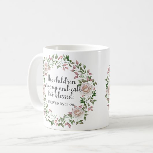 箴言31彼女の子供は彼女を呼賛美ぶ コーヒーマグカップ (正面左)