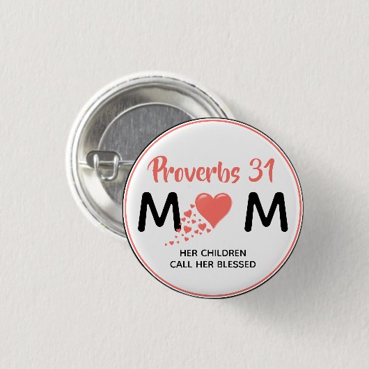 箴言31母の母サンゴハート母の日 缶バッジ (正面&裏面)