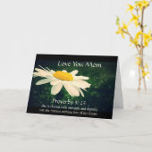 箴言31章25節、母の日、白デイジーカスタム カード (黄色い花)