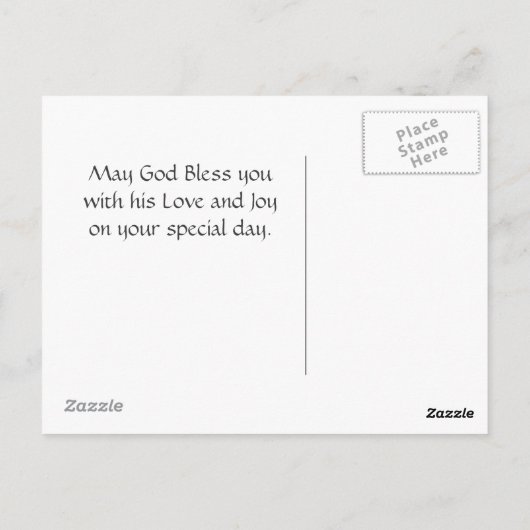 箴言31章25節、母の日、白デイジーカスタム ポストカード (裏面)