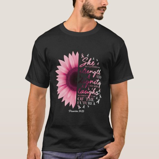箴言31節キリスト教乳がん待ち受け Tシャツ (正面)