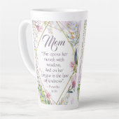 箴言31聖句キリスト教の母の日の贈り物 カフェラテマグ (左アングル)