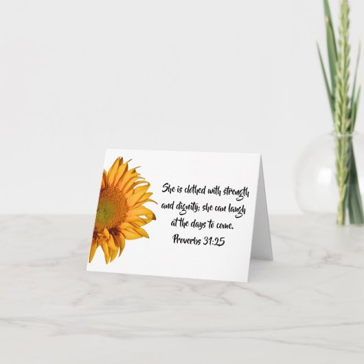 箴言31:25ヒマワリカスタムの聖句 カード (正面)