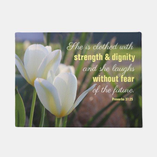 箴言31:25フローラ ドアマット (正面)