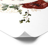 箴言31:25ブルゴーニュエレガント金ゴールドフローラリース ポスター (角)