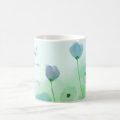 箴言31:25信仰の女性グリーンブルーフローラ コーヒーマグカップ (中央)