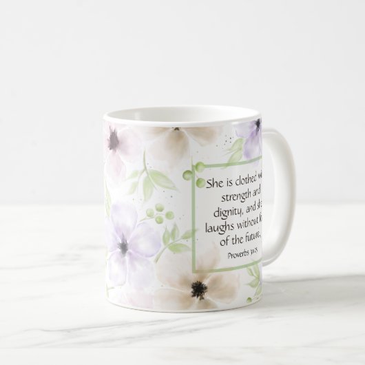 箴言31:25引用文感動的クリスチャン女性 コーヒーマグカップ (正面右)