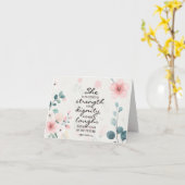 箴言31:25彼女は強い服を着ている カード (黄色い花)