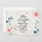 箴言31:25彼女は強い服を着ている ポストカード (正面/裏面)