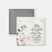 箴言31:25彼女は強い服を着ている マグネット (正面/裏面)