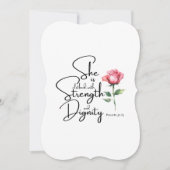 箴言31:25彼女は聖書の節の花を着ている (正面)