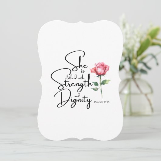 箴言31:25彼女は聖書の節の花を着ている (スタンド正面)