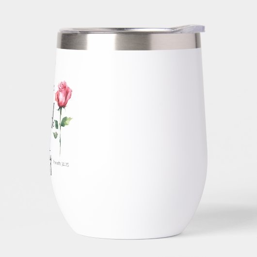 箴言31:25彼女は聖書の節の花を着ている (左面)