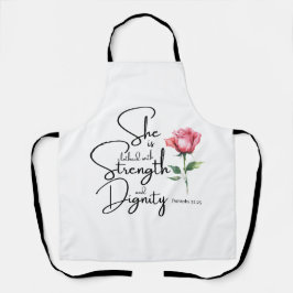 箴言31:25彼女は聖書の節の花を着ている エプロン