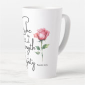 箴言31:25彼女は聖書の節の花を着ている カフェラテマグ (右アングル)