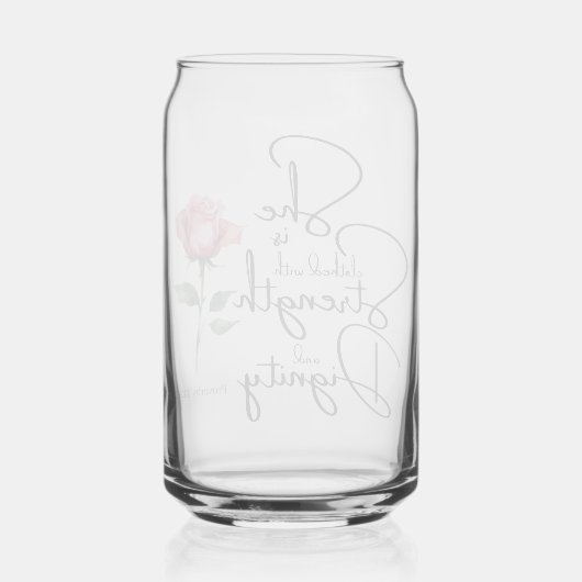 箴言31:25彼女は聖書の節の花を着ている ガラス缶 (裏面)