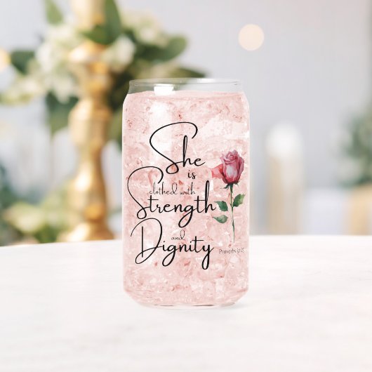 箴言31:25彼女は聖書の節の花を着ている ガラス缶 (インサイチュ (ウェディング))