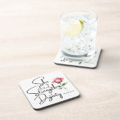 箴言31:25彼女は聖書の節の花を着ている コースター (右側)