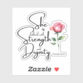 箴言31:25彼女は聖書の節の花を着ている シール (シート)