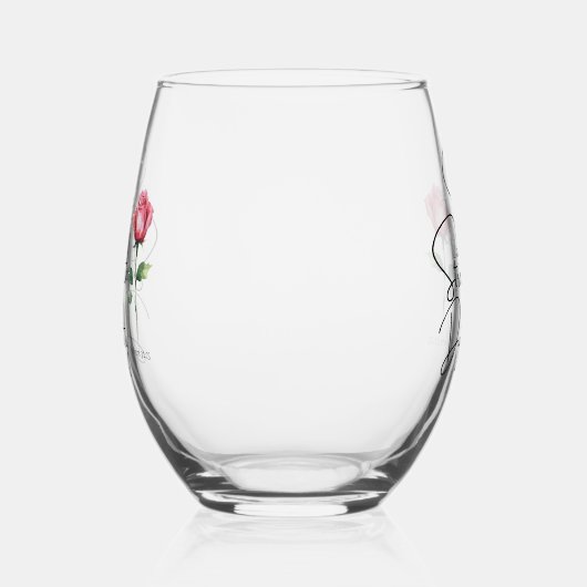 箴言31:25彼女は聖書の節の花を着ている ステムなしワイングラス (右)