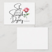 箴言31:25彼女は聖書の節の花を着ている ノートカード (正面/裏面)