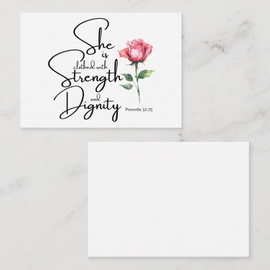 箴言31:25彼女は聖書の節の花を着ている ノートカード (正面/裏面)