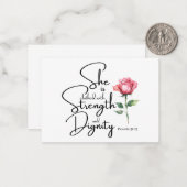 箴言31:25彼女は聖書の節の花を着ている ノートカード (正面/裏面インサイチュ)