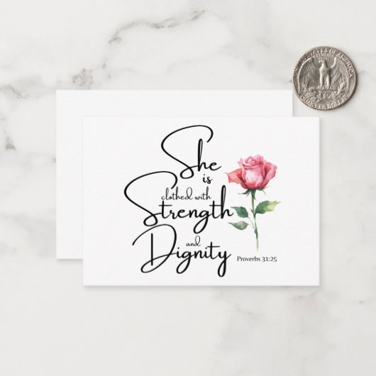箴言31:25彼女は聖書の節の花を着ている ノートカード (正面/裏面インサイチュ)