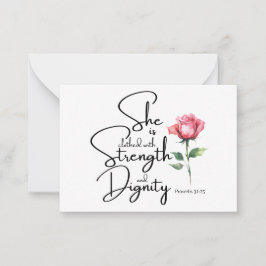 箴言31:25彼女は聖書の節の花を着ている ノートカード