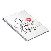 箴言31:25彼女は聖書の節の花を着ている ノートブック (右側)