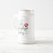 箴言31:25彼女は聖書の節の花を着ている ビールジョッキ (正面左)
