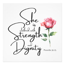 箴言31:25彼女は聖書の節の花を着ている