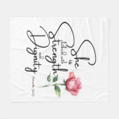 箴言31:25彼女は聖書の節の花を着ている フリースブランケット (正面(横))