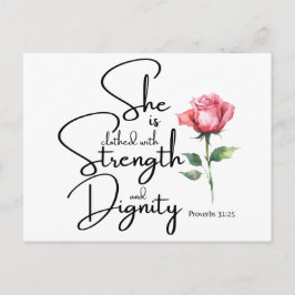 箴言31:25彼女は聖書の節の花を着ている ポストカード