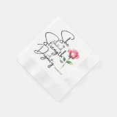 箴言31:25彼女は聖書の節の花を着ている 縁ありカクテルナプキン (角)