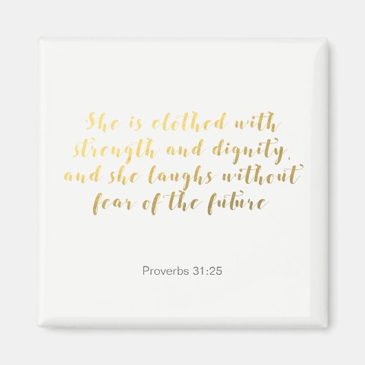 箴言31:25磁石 – 金ゴールドフェイク箔 マグネット (正面)