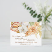 箴言31:25聖書のはがきやる気を起こさせる書 ポストカード (スタンド正面)