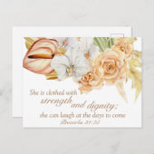 箴言31:25聖書のはがきやる気を起こさせる書 ポストカード (正面/裏面)