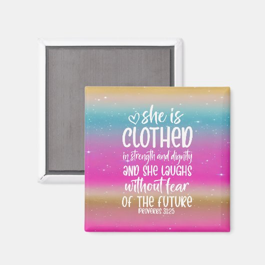 箴言31:25聖書の聖なる書物、 経典磁石 マグネット (正面/裏面)