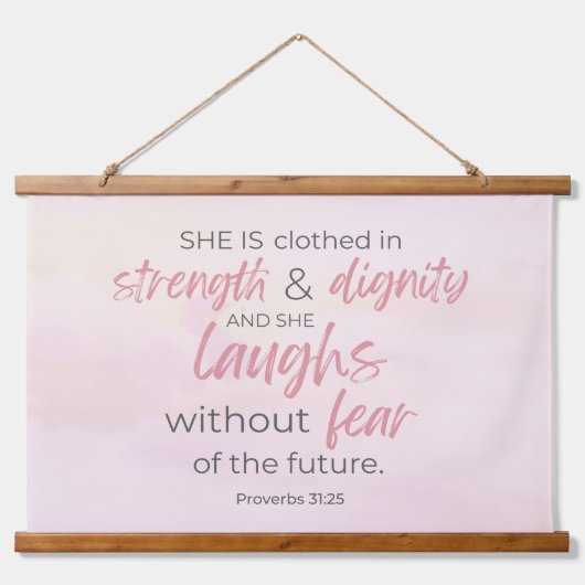 箴言31:25聖書の聖句の壁のタペストリー 吊り下げ型タペストリー (正面)