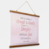 箴言31:25聖書の聖句の壁のタペストリー 吊り下げ型タペストリー (傾斜あり)