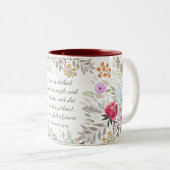 箴言31:25聖書の詩の水の色のフローラ ツートーンマグカップ (正面右)