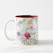 箴言31:25聖書の詩の水の色のフローラ ツートーンマグカップ (左)