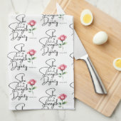 箴言31:25花のバイブル聖句シームレスパターン キッチンタオル (四つ折り)