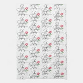 箴言31:25花のバイブル聖句シームレスパターン キッチンタオル (縦)