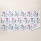 箴言31:25花のバイブル聖句シームレスパターン ビーチタオル (正面)